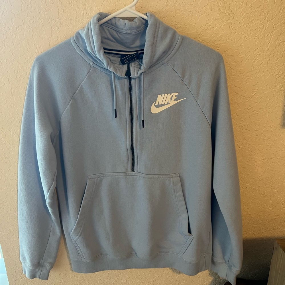 baby blue nike sweater w/o hood, worn once, like new condition